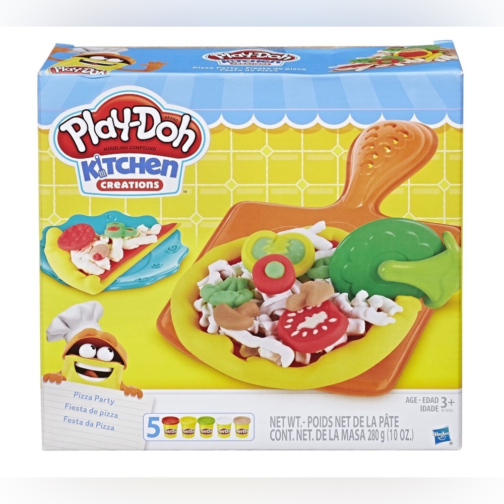 Play-doh Kitchen Creations Pizza Party Food Set with 5 Cans of Play-Doh new